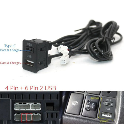 2X Car Dash Mount USB+TYPE-C Port Panel Interface Extension Cable Adapter Car Dashboard Vehicle Navigation USB Socket 2