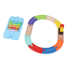 Flexible Wooden Train Track Expansion Set with Musical Instrument, Beech & ABS