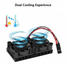 3X Dubbele Ventilator met Koellichaam Ultieme Dubbele Koelventilatorenkoeler voor Raspberry Pi 4B
