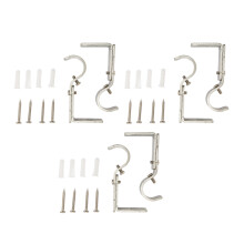 6PCS Adjustable Iron Curtain Rod Brackets, Silver, 9cm