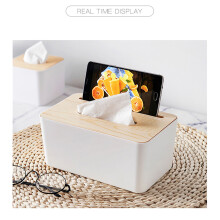 Große Kapazität abnehmbarer Taschentuchbox-Halter, PP & Holz, 240 g