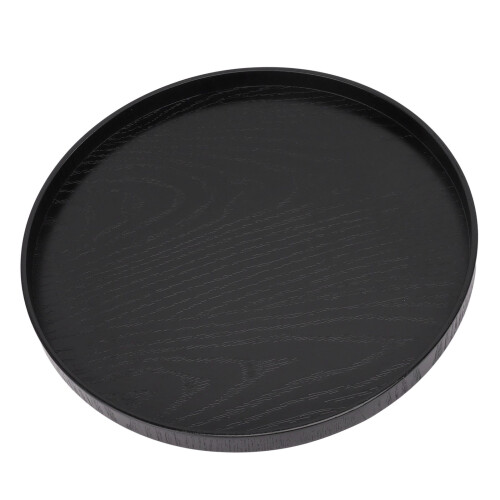Solid Wood Serving Tray 11.8in Square Elegant Black Multifuntional