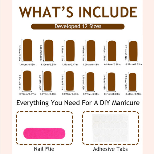 Blue Long Square Press-On Nails Kit for Women 2