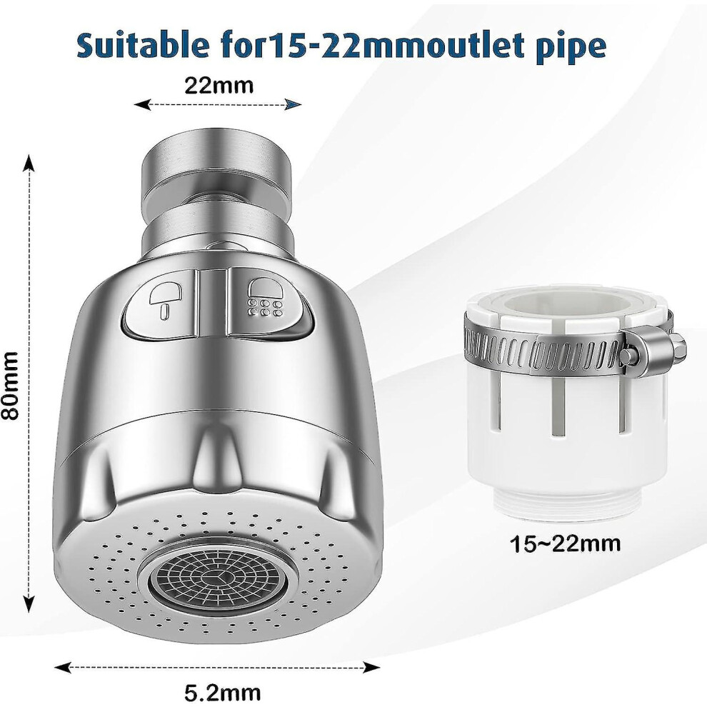 Faucet Aerator Compatible With M22 M24 Taps, 360 Rotation Dual Function Spray Head For Kitchen Bathroom Sink 6901508268173