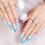 Blue Long Square Press-On Nails Kit for Women 9