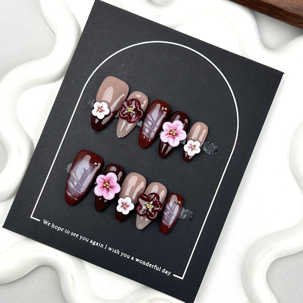 Roc-Electron (A, L) Autumn Floral False Nails - Lightweight & Easy
