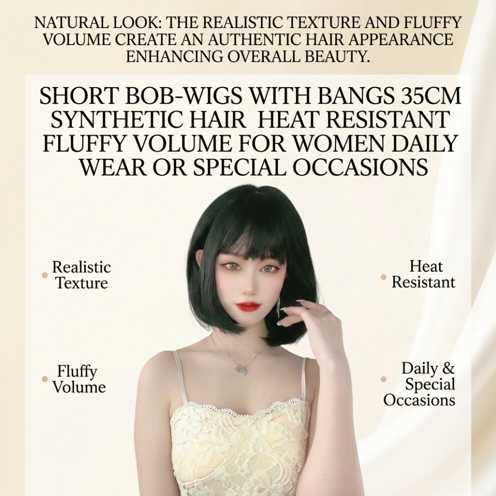 Hue-Grain Fluffy Short Bob Wigs For Women - Heat Resistant