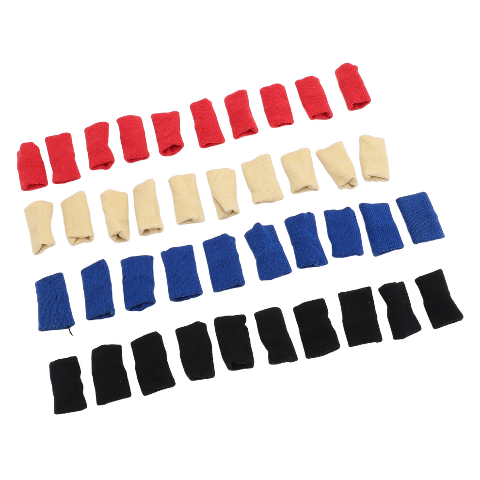 40Pcs Elastic Nylon Finger Sleeves for Sports, Joint Support, Red Blue Black Beige