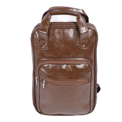 Thickened PU Leather Drumstick Backpack Storage Bag Brown