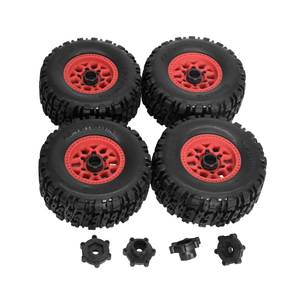Rc Car Tires 4Pcs 110Mm Rubber Tire Tyre For 12Mm Replacmenet For Hsp Hpi Off-Road Vehicle Rc Car Red 6033891414520