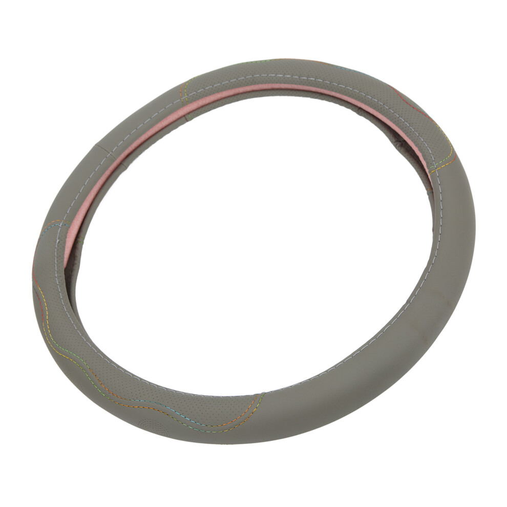 15In Universal Artificial Leather Steering Wheel Cover Protector Grey 9351390407278