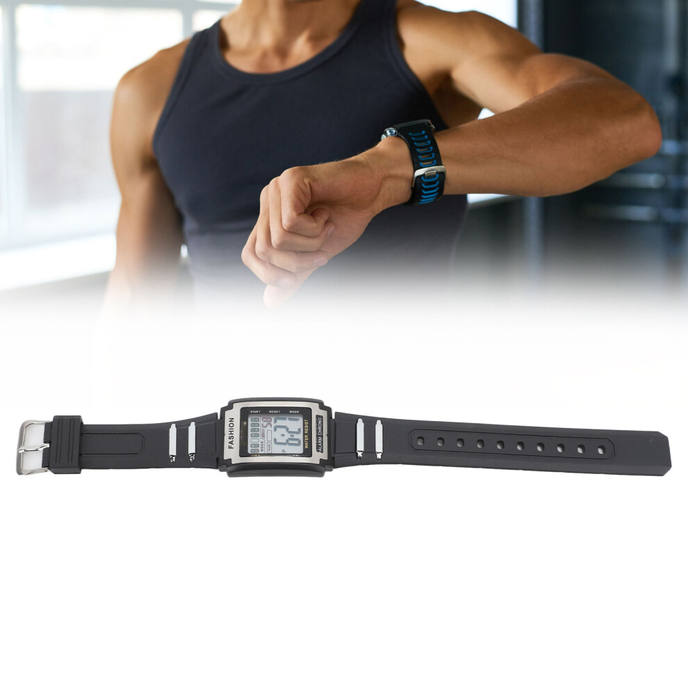 Large Screen Waterproof Digital Sports Watch Multifunctional Luminous Black 9461388191864