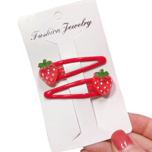 (2) Strawberry Hair Clips for Women & Girls - Reusable Candy Design