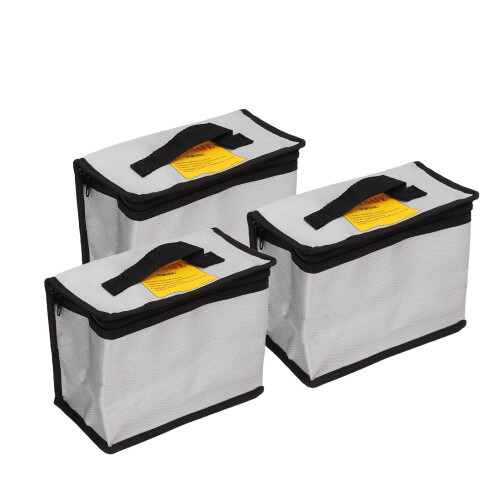 3PCS Lithium Battery Bag with Zipper Portable Fireproof Explosionproof Storage