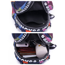 Damentasche aus Oxford-Leinen mit Bären-Anhänger, 24x14x27cm, lässige Schultertasche