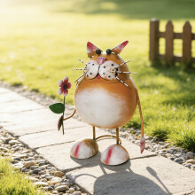 Niedliche Katzenförmige Eisenstatue | Rustikale Gartendeko für Frühling und Sommer, Ideal für Ostern und Valentinstag, Bodenmontage