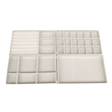 Jewelry Storage Box, Stackable 4-Piece Set in Beige with Ring Tray and Multi-Compartment Organiser for Home Drawer