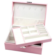 Jewellery Storage Box, Pressure Resistant Plastic, 23 x 17 x 8.5 cm, with Soft White Fabric Lining and Durable Eco-Leather Top