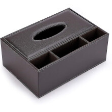 Rectangular Desktop Storage Box, 3 Compartments PU Leather Organiser for Office Desk, Large Capacity Storage Tray for Home Living Room
