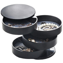 Jewellery Box Organiser, Expandable Space Saving, 9.8cm Diameter Plastic Storage Box for Earrings, Necklaces