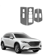 Real Carbon Fiber for CX9 CX-9 2016-2022 LHD Door Side Window Lift Panel Cover Trim Interior Accessories