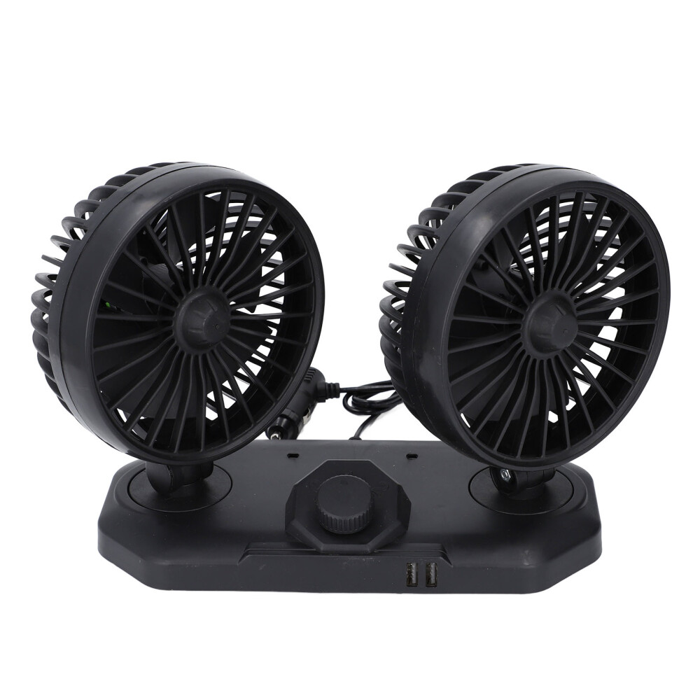 Dual Head Usb Car Fan 12V Oscillating Portable Air Cooler For Suv Truck 4161391046568
