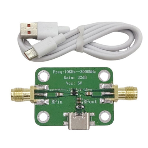 10KHz-3GHz Low Noise Medium Power Type-C LNA RF Broadband Amplifier Module 32dB Gain