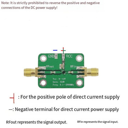 10KHz-3GHz Low Noise Medium Power Type-C LNA RF Broadband Amplifier Module 32dB Gain 2
