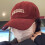 (Wine Red) Unisex Baseball Cap with Letter Pattern 1
