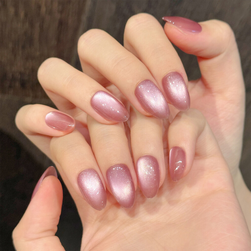 Dachuang Beauty Pink (L) 10Pcs Almond False Nails With Shiny Designs