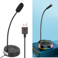 Desktop-Mikrofon mit Geräuschreduzierung, RGB USB, 360 Metallschlauch