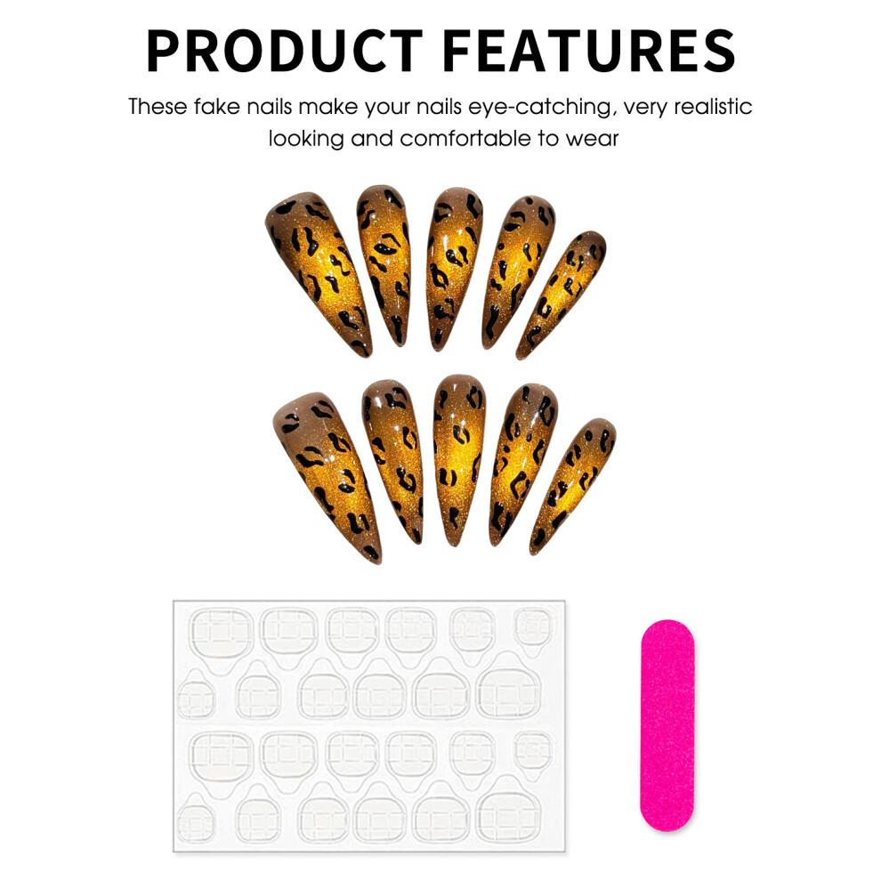 Dachuang Beauty (2249) Leopard Print False Nails - Zero Pressure For Women