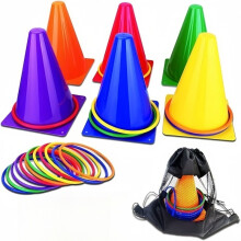 1Set Toss Cones Rings Party Game Kids Toy Outdoor Soccer Football Agility Training Carnival Family Games Yard Combo Set Tools