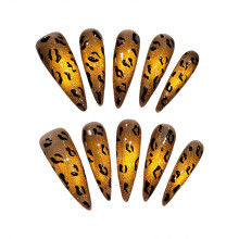 (2249) Leopard Print False Nails - Zero Pressure for Women