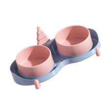 Elevated Double Cat Bowls - Ceramic Pink