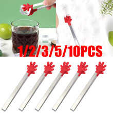 10-1PCS Creative Silicone Stainless Steel Mini Snack Food Tongs Non-slip Handles BBQ Bread Ice Cube Clip Kitchen Accessories BBQ