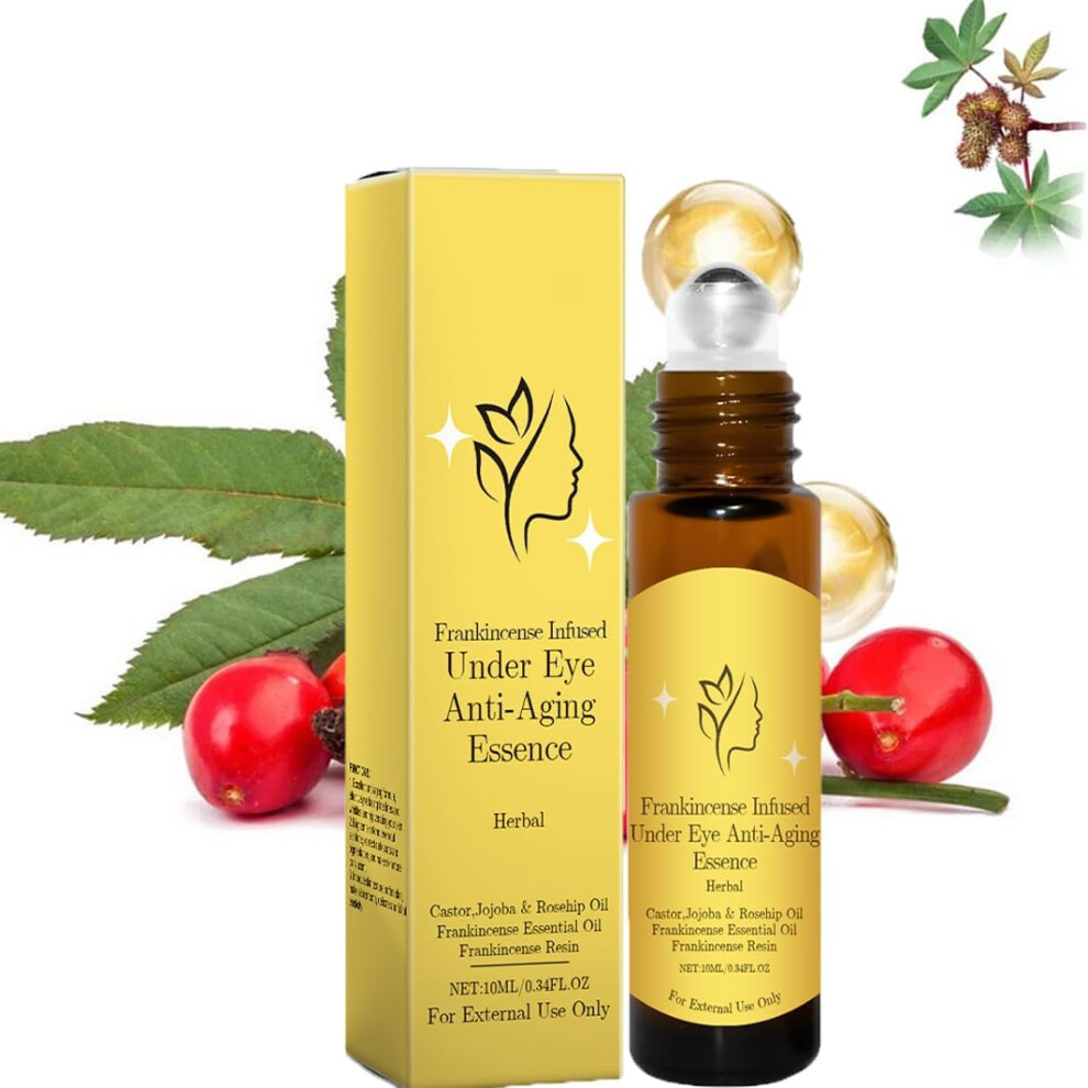 Gogerstar Castor Oil&Frankincense Roller Ball,Rollerball Castor Oil,Nourishng Eye Serum Roller,Time Eraser Rollerball Organic Castor, Brightening Eye Roll-On