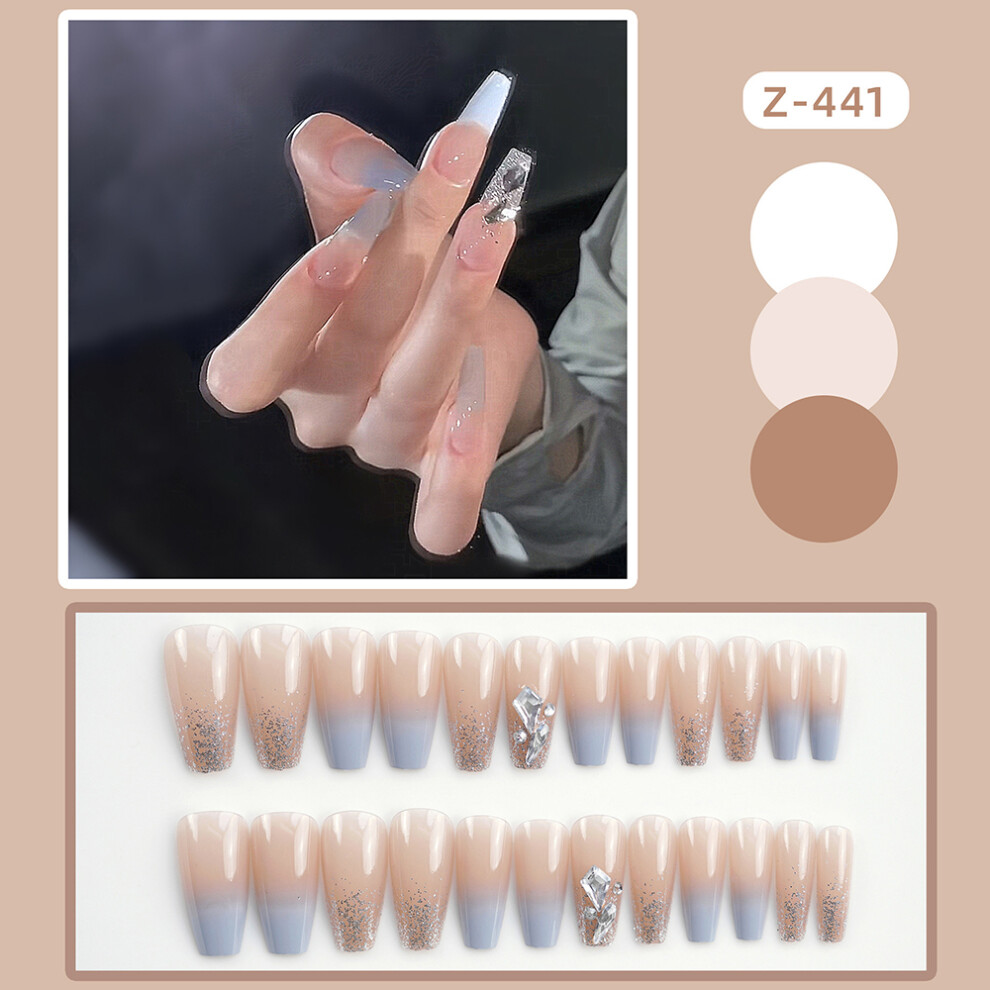 Dachuang Beauty Blue (Jelly Glue Model) Shimmering Diamante False Nails For Diy Manicure