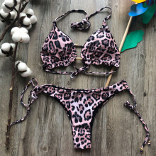 (KB13) Sexy Leaves Print Bikini Set - Low Waist 2pcs