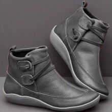 (Gray, 38) Women\'s Lace-Up Ankle Boots - Comfy Round Toe