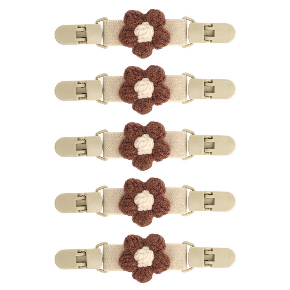 10Pcs Brown Flower Plastic Clothes Cinch Clips for Suspender & Shawl