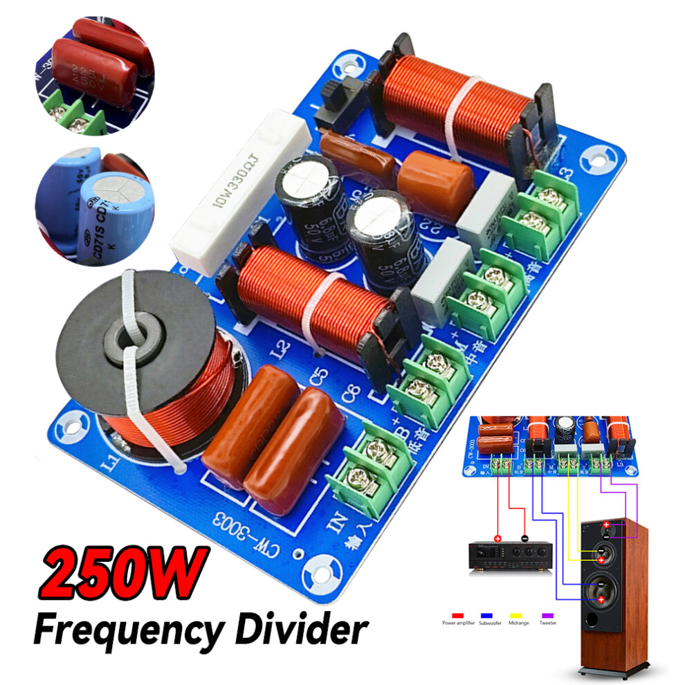 250W Frequency Divider Treble Medium Bass 3 Ways Audio Speaker Crossover Module 5200Hz-5500Hz For Home Theater Speaker 6935161638653