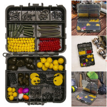 145Pcs Swivels Lures Carp Fishing Set Include Sinker Weight Double Sided Fishing Box Kit Hook Swivel Safety Clip Rubber Sleeve