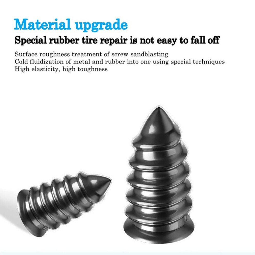 10Pcs Tire Puncture Repair Tire Repair Nail Big Small Size Soft Self-Tapping Screw Rubber Vacuum Tyre Nails Black 6935161631876