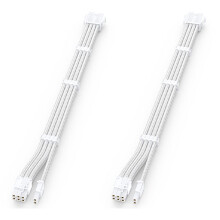 2X White Sleeved PCIE GPU VGA 8Pin Female to Male 8Pin 6+2Pin Power Extension Cable with Free