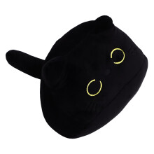 Super douceur coussin peluche chat noir avec de grands yeux, décoration intérieure jouet