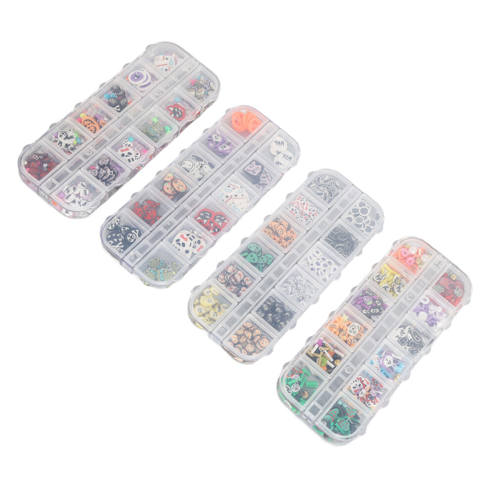 4 Box Halloween Nail Art Slices, 3D Pumpkin, Skull, Ghost Decorations