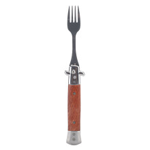Camping-Gabel aus Edelstahl mit Rosenholzgriff, klappbar, Feder-Design