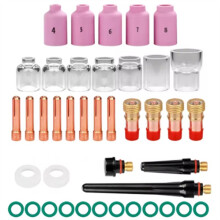 41Pcs TIG Welding Torch Nozzle Ring Cover Gas Lens 4 -12 Glass Cup Kit for WP17/18/26 Torch, 1.6mm