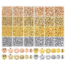 4000 PCS Spacer Beads for Jewelry Making, 24 Styles Assorted Beads, Star Beads, Circle Beads, Square Beads, Heart Beads